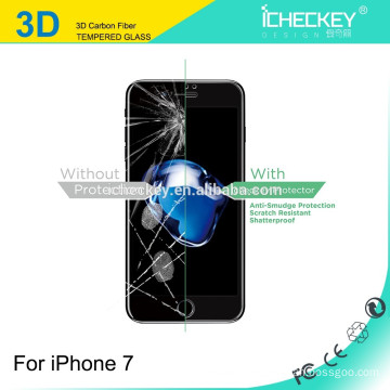 New Premium 3D carbon fibre Full Cover Curved Tempered Glass Screen Protector for iPhone 7/7plus